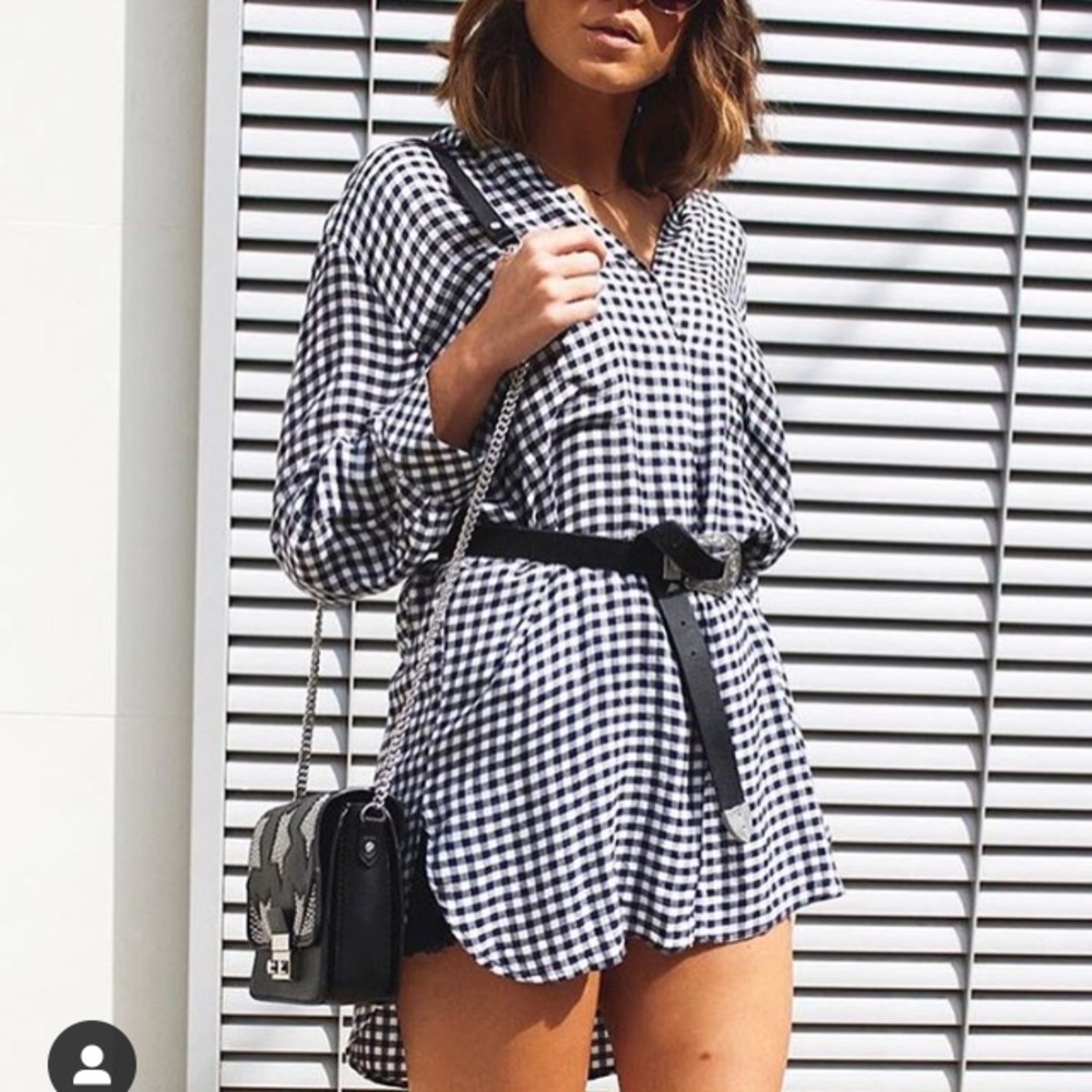 Zara Babydoll Gingham Blouse